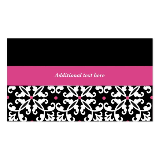 Black, White, and Pink Damask Bakery Business Card (back side)
