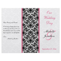 Black, White, and Pink Damask Wedding Program Personalized Flyer