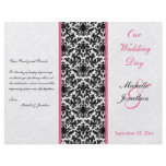Black, White, and Pink Damask Wedding Program flyers