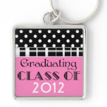Black, White and Pink Graduation Keychain