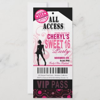 Black, White and Pink VIP Sweet 16 Ticket Party zazzle_invitation