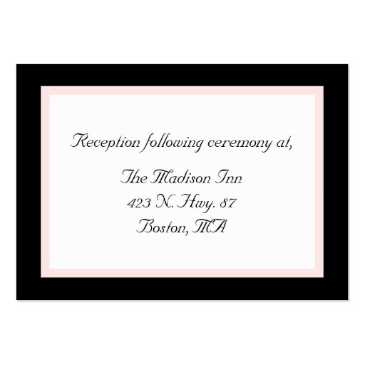 Black, white and pink Wedding enclosure cards Business Cards (front side)