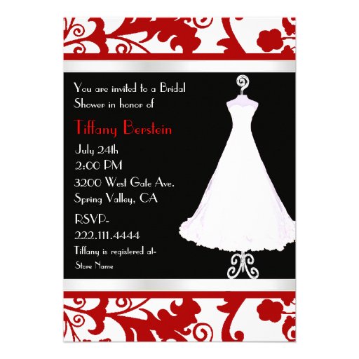 Black, White, and Red Bridal Shower Custom Invites