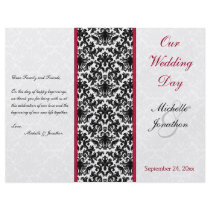 Black, White, and Red Damask Wedding Program Flyer
