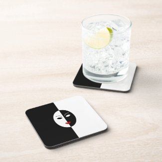 Black White and Red Mask Coasters