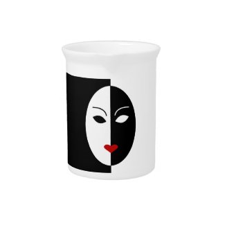 Black White and Red Mask Drink Pitchers