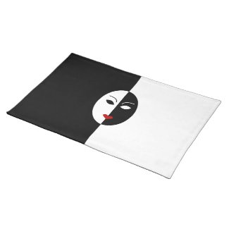 Black White and Red Mask Placemat