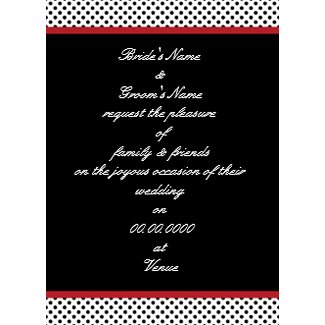 Black, white and red polka dot Invitation invitation