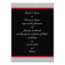 Black, white and red polka dot Invitation invitations