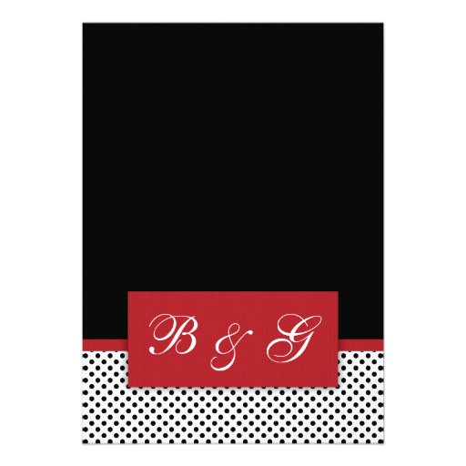 Black, white and red polka dot Invitation