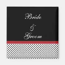 Black, white and red polka dots Magnet magnets