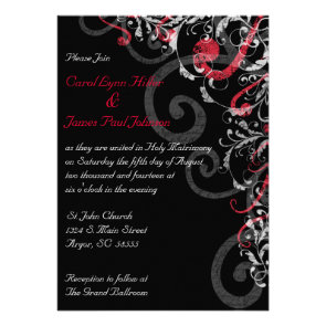 Black, White and Red Wedding Invitation