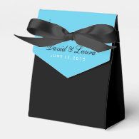 Black White and Teal Blue Wedding Favor Boxes