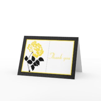 Black, White and Yellow Peony Thank You Card card