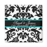 black white & aqua Damask wedding set Fridge Magnet
