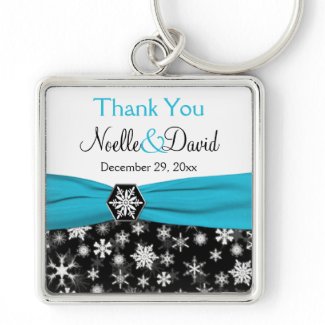 Black, White, Aqua Snowflake Thank You Key Chain keychain