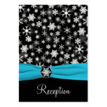 Black, White, Aqua Snowflakes Enclosure Card Business Card Template