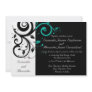 Black White Aqua Swirl Wedding Invitations