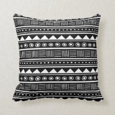 Black & White Aztec Tribal Pattern Pillows