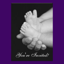 Black & White Baby Feet Baby Shower Invitation invitations