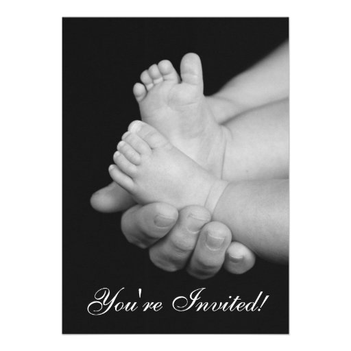 Black & White Baby Feet Baby Shower Invitation