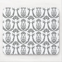 Black & White Baroque Pattern Mousepad by markmurphycreative Black & White Baroque Pattern Mousepad