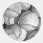 Black & White Baseball Round Stickers