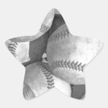Black & White Baseball Star Sticker