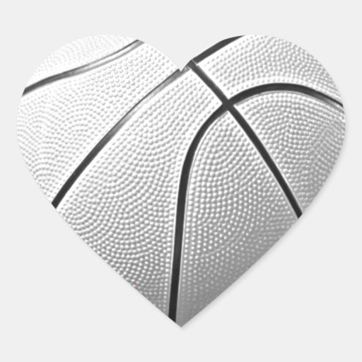 Black & White Basketball Heart Sticker Zazzle