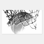 Black & White Basketball Rectangular Sticker
