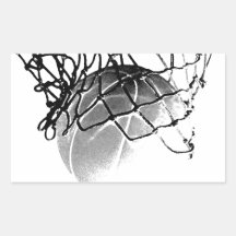 Black & White Basketball Rectangular Sticker