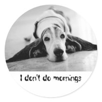 Black & White Basset Hound Large Sticker by azbassetrescue Black & White Basset Hound Large Sticker