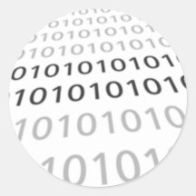 Black & White Binary 01 - GeekShirts Round Sticker