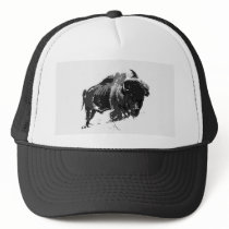 Black & White Bison / Buffalo Mesh Hats