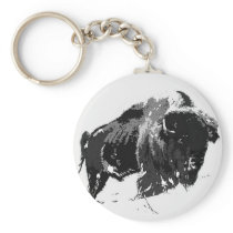 Black & White Bison / Buffalo Key Chain