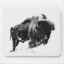 Black & White Bison / Buffalo Mouse Pad