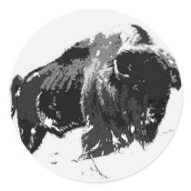 Black & White Bison / Buffalo Sticker