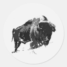 Black & White Bison / Buffalo Stickers