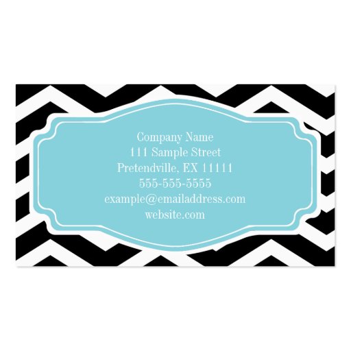 Black White Blue Chevron Personal Business Card (back side)