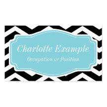 Black White Blue Chevron Personal Business Card
