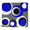 black white blue dots