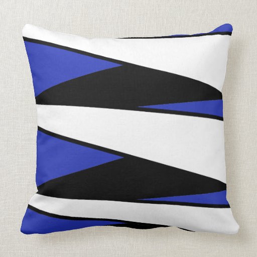 Black, White, Blue Stripes Design on Throw Pillow Zazzle