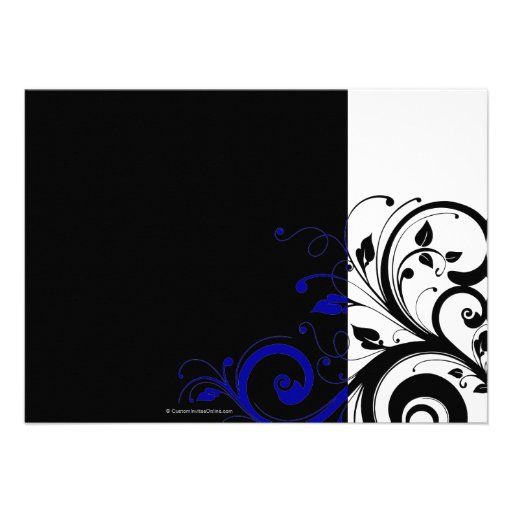 Black, White, Blue Swirl Bridal Shower / General Custom Announcements