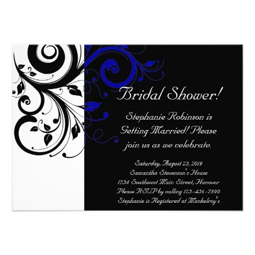 Black, White, Blue Swirl Bridal Shower / General Custom Announcements