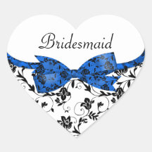 Black White & Blue Wedding Satin Floral Stickers