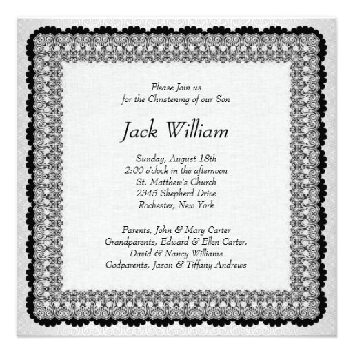 Black White Boys Photo Christening Announcements
