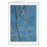 Black & white branches on blue abstract painting cards