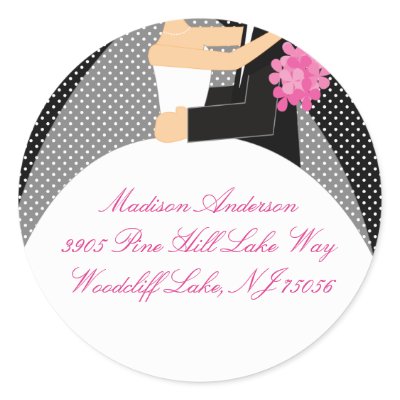 Black & White Bride & Groom Address Label Sticker