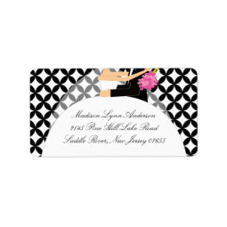 Black & White Bride & Groom Return Address Label label