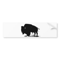 Black & White Buffalo Silhouette Bumper Stickers